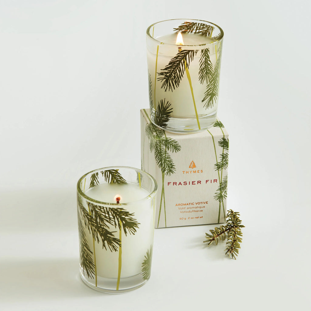 Thymes Frasier Fir Poured Candle, Pine Needle Design